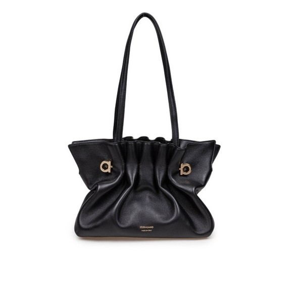 Salvatore Ferragamo Soft Nappa Shoulder Bag With Ruffled Silhouette - NWT - Picture 1 of 4